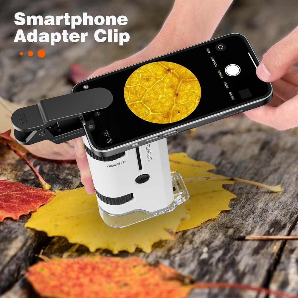 "100X-250X Mini Pocket Microscope for Kids Adults, Protable Handheld Microscope
