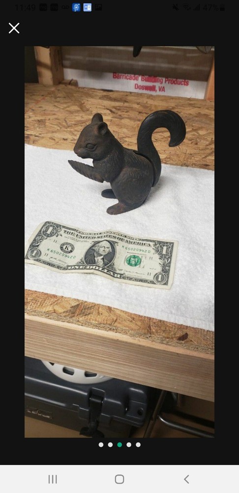 Vintage Cast Iron Squirrel Nutcracker Lever Tail Figural Manual Nut Cracker