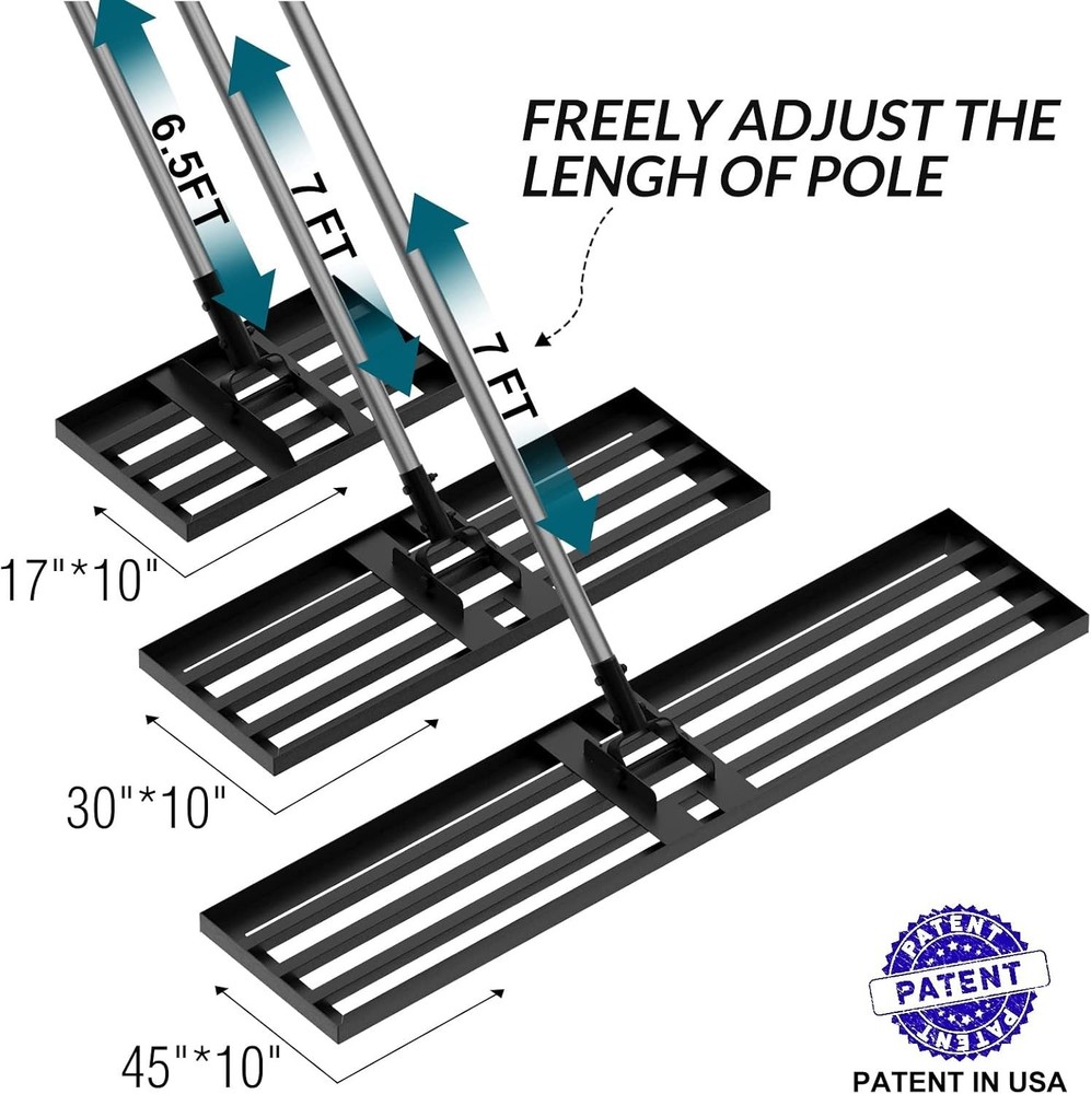 Heavy-Duty Lawn Leveling Rake - Effort-Saving Tool for Perfect Soil Smoothness