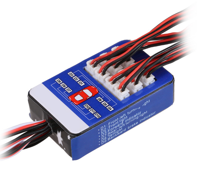 12 LED Lighting System Kit Steering Brake Smart Simulation Flash Lights for 1/10