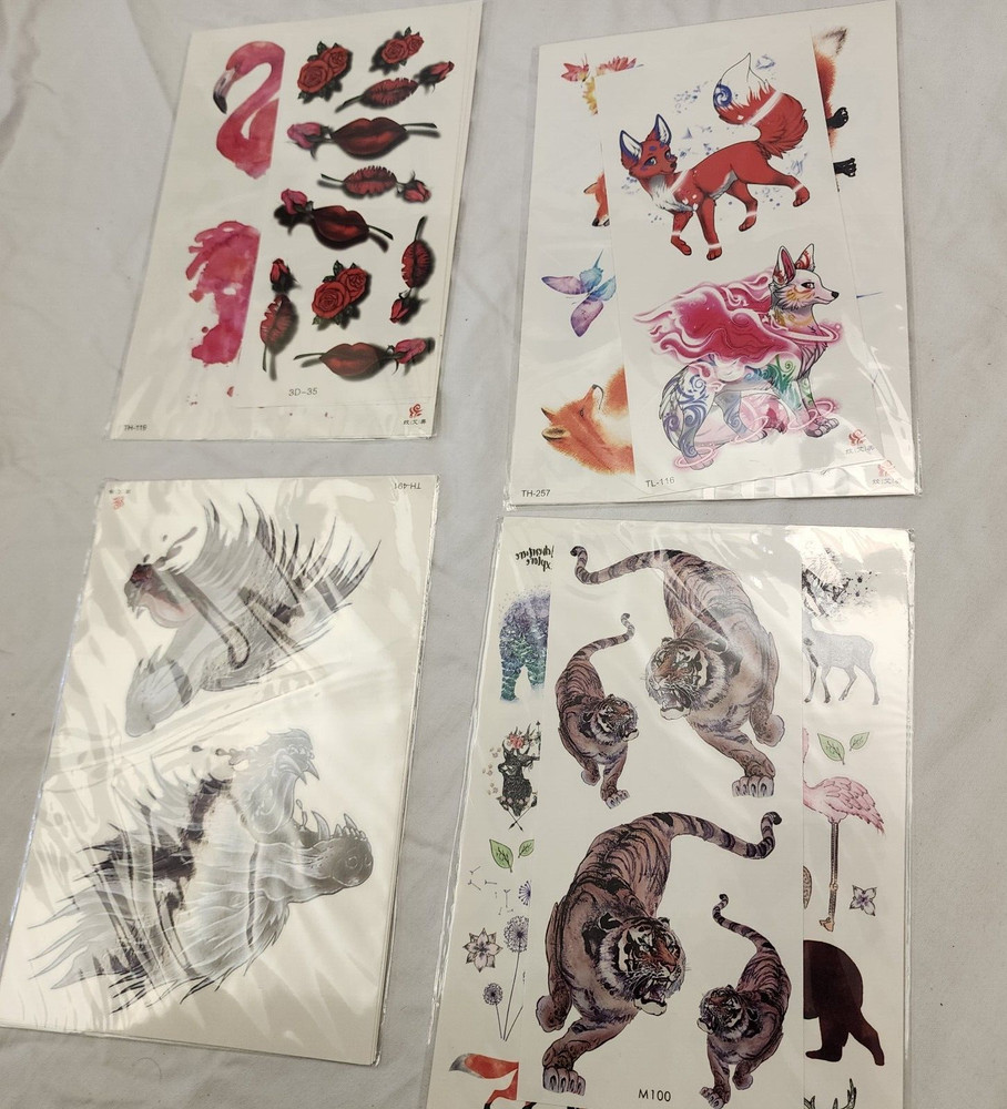 16 Sheets Tiny Flake Animal Pattern Tattoos Decal