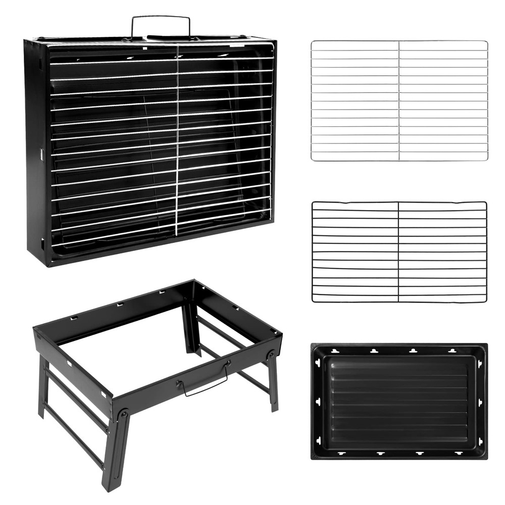 Barbecue Grill, Charcoal Grill Folding B-Black Medium, Medium