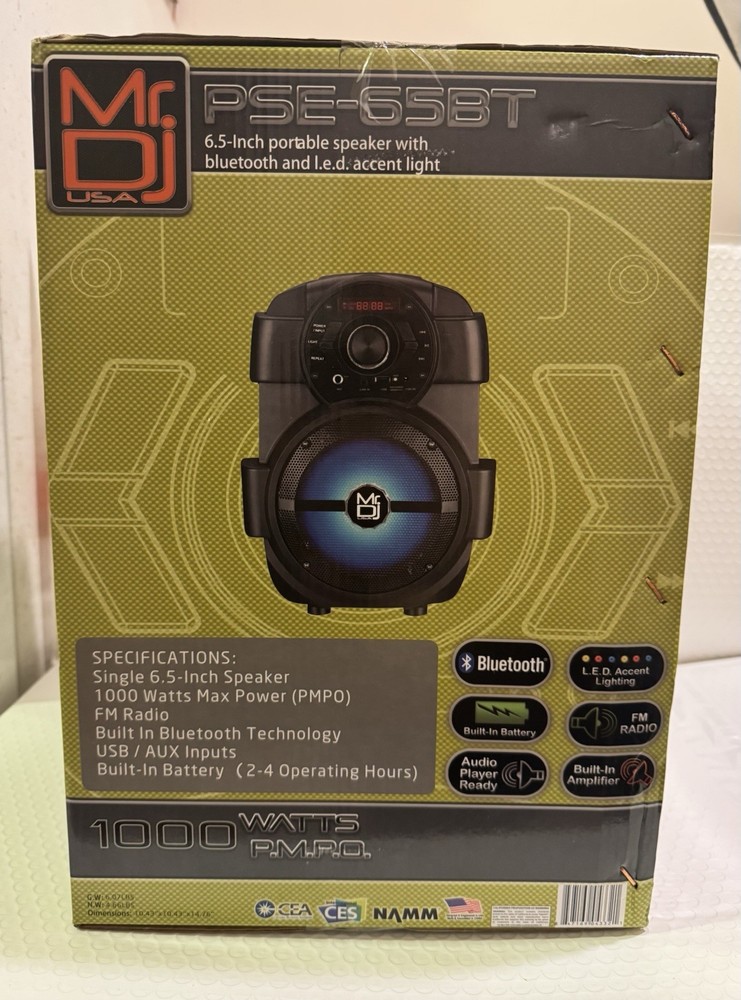 MR DJ Pro 6.5" Rechargeable USB/Bluetooth Powered Party Speaker