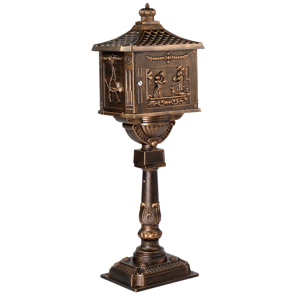 Cast Aluminum Mailbox with Post Locking Residential Mailboxes for Outside w/ Key