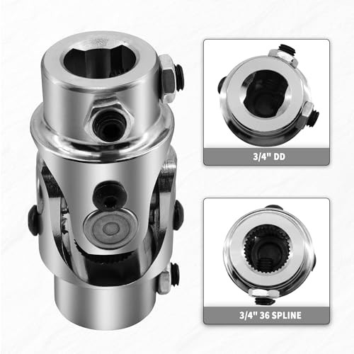 3/4"-36 Spline X 3/4" DD Steering Universal U Joint Single Steering Chrome