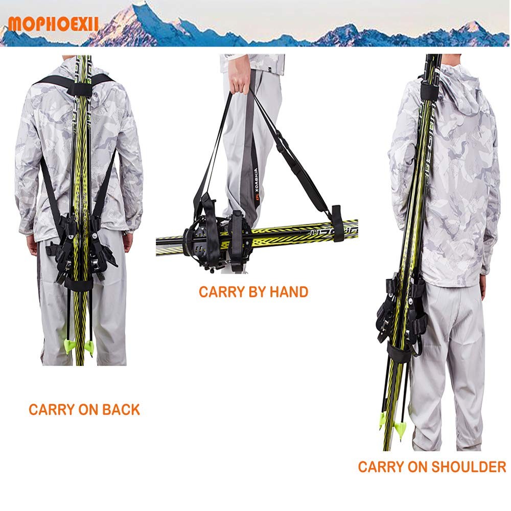 MOPHOEXII Ski Carrier Strap - Adjustable (27'' - 51''), Black 2 Pack