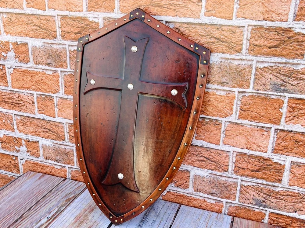Templar Shield | Handmade Leather Cross Shield | Leather Templar Shield