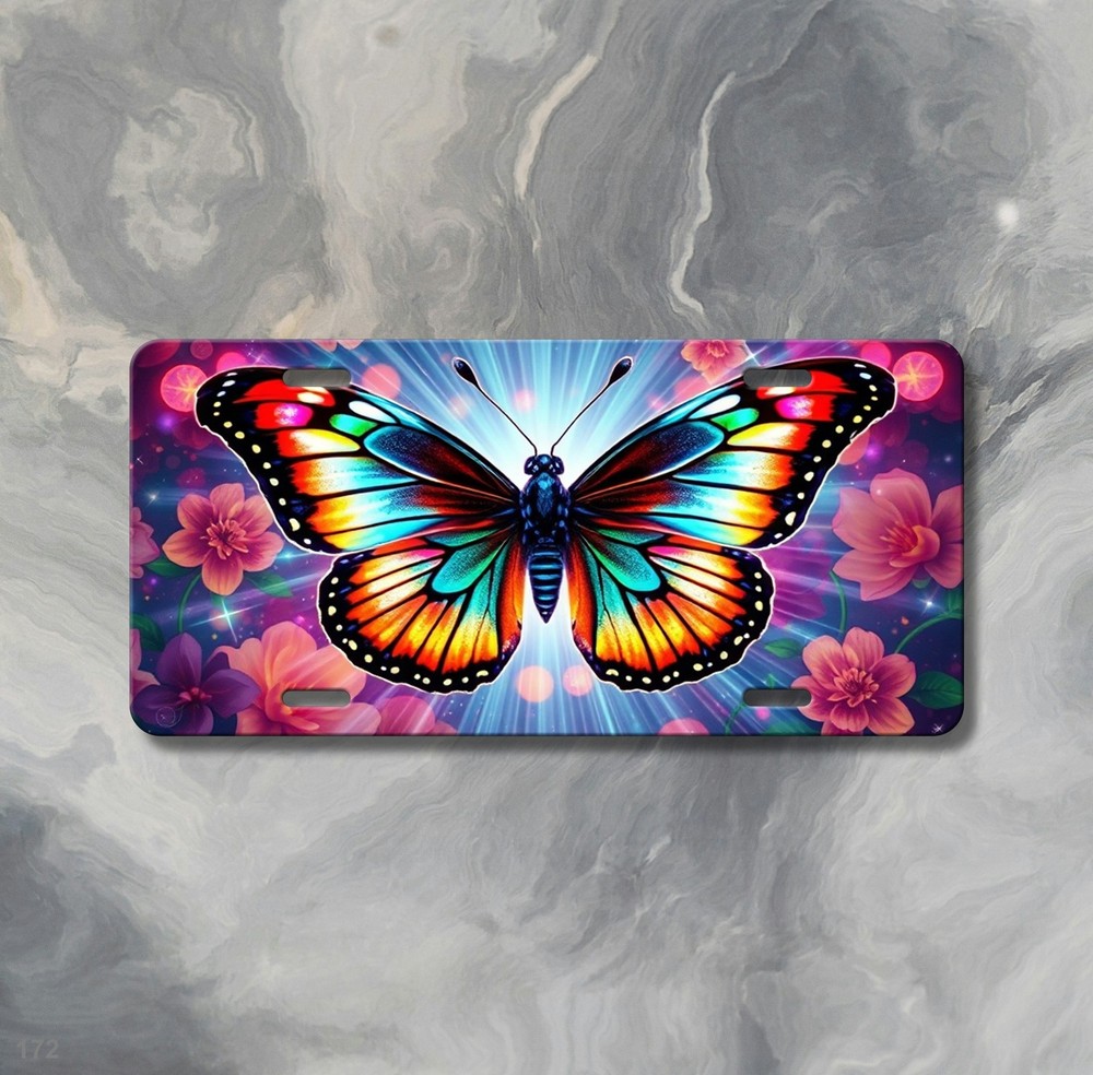 Fantasy Butterfly License Plate for Car Custom Text Available Butterfly Artwork