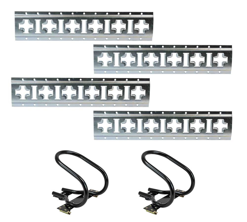 2ft Horizontal & Vertical Cross Style E-Track w/ Motorcycle Wheel Chock for 7...