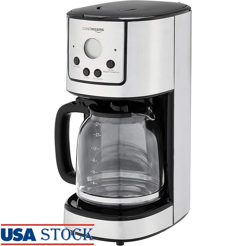 Programmable Drip Coffee Maker 12 Cup Machine W/ Carafe & Reusable Filter New