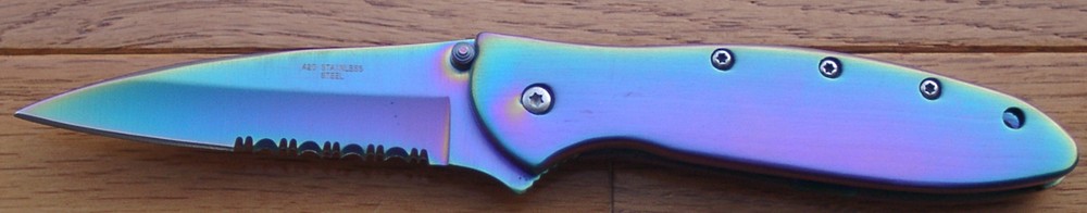 Spring Assisted Pocket Knife 030 Rainbow