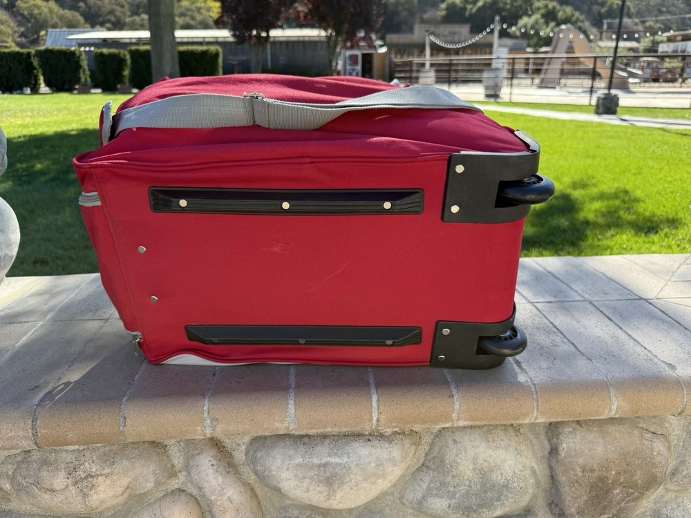 Firefighter Canvas Large Red Duffel Bag suitcase W/Wheels