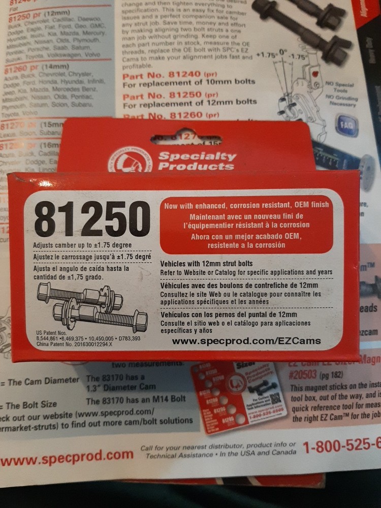 Camber Adjustment Bolt Kit 12mm