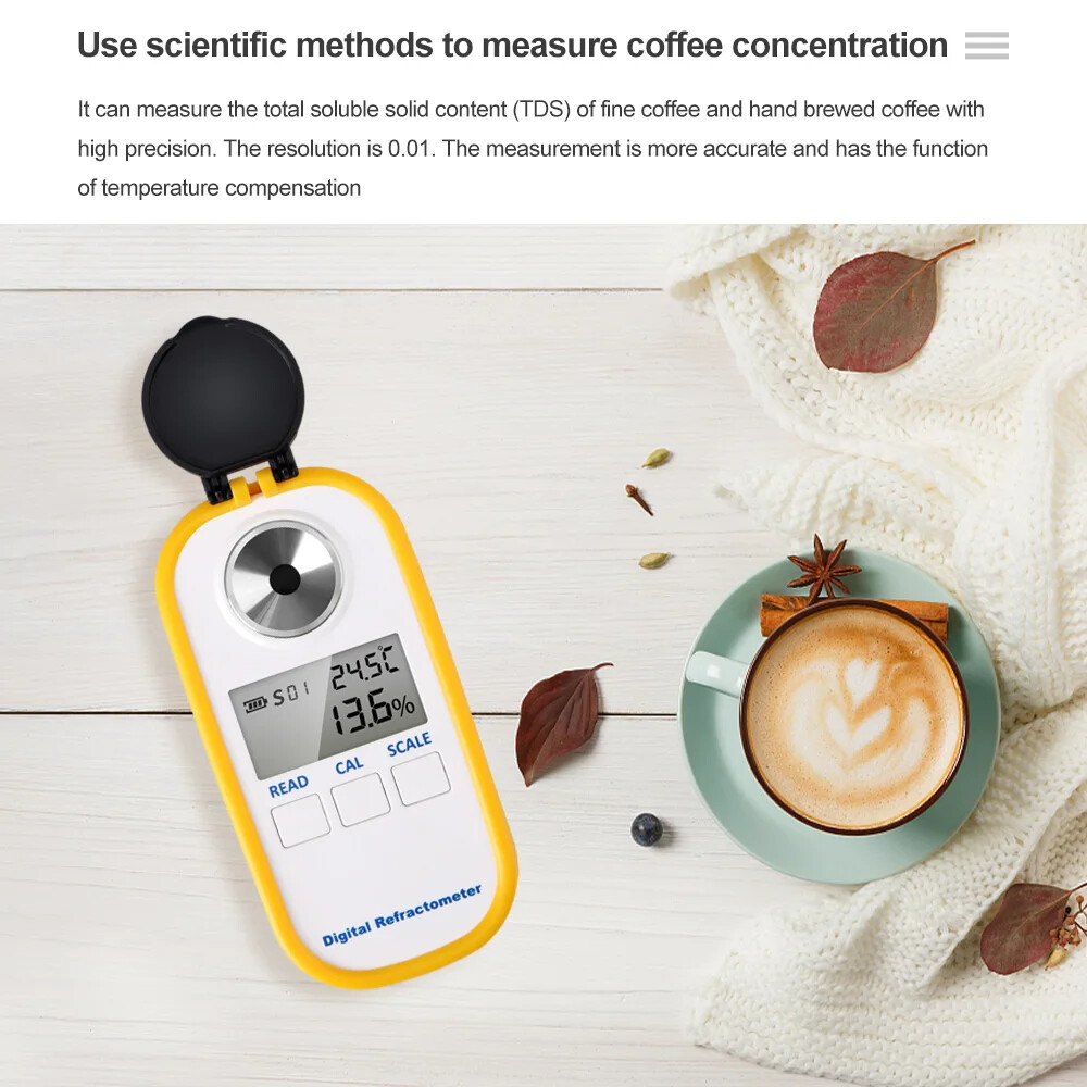 0-25% Digital Coffee Refractometer Concentration Detector Hydrometer Sugar Meter