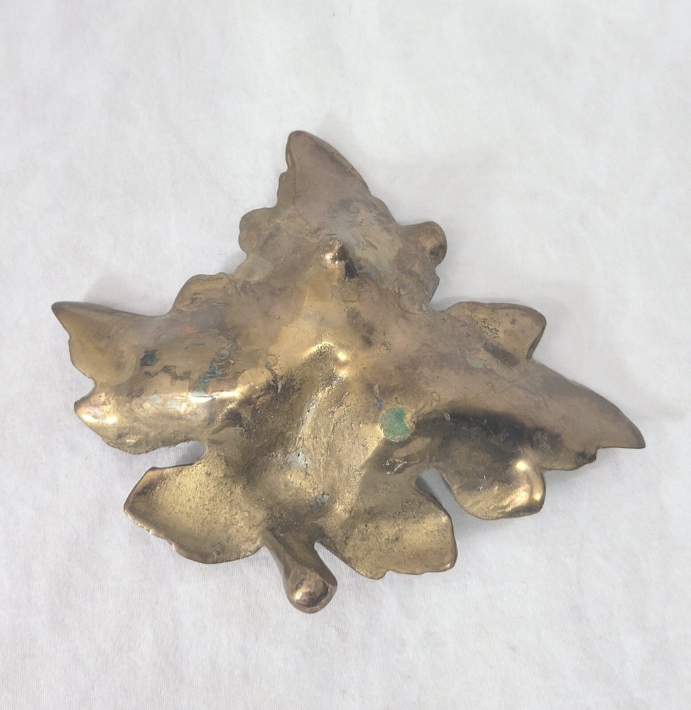 Vintage Solid Brass Grape Berry Leaf Trinket Dish Or Ashtray