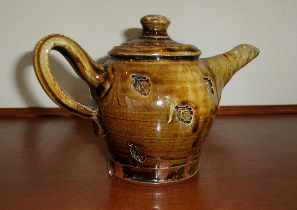 Handmade Pottery Tea Pot 6" Tall Brown Rustic
