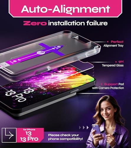 Screen Protector for iPhone 13/13 Pro (2Pack), Easy for iPhone 13 / 13 Pro