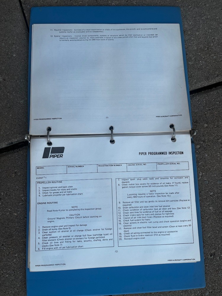 Piper Flite LinerProgrammed Inspection 761-496 Original