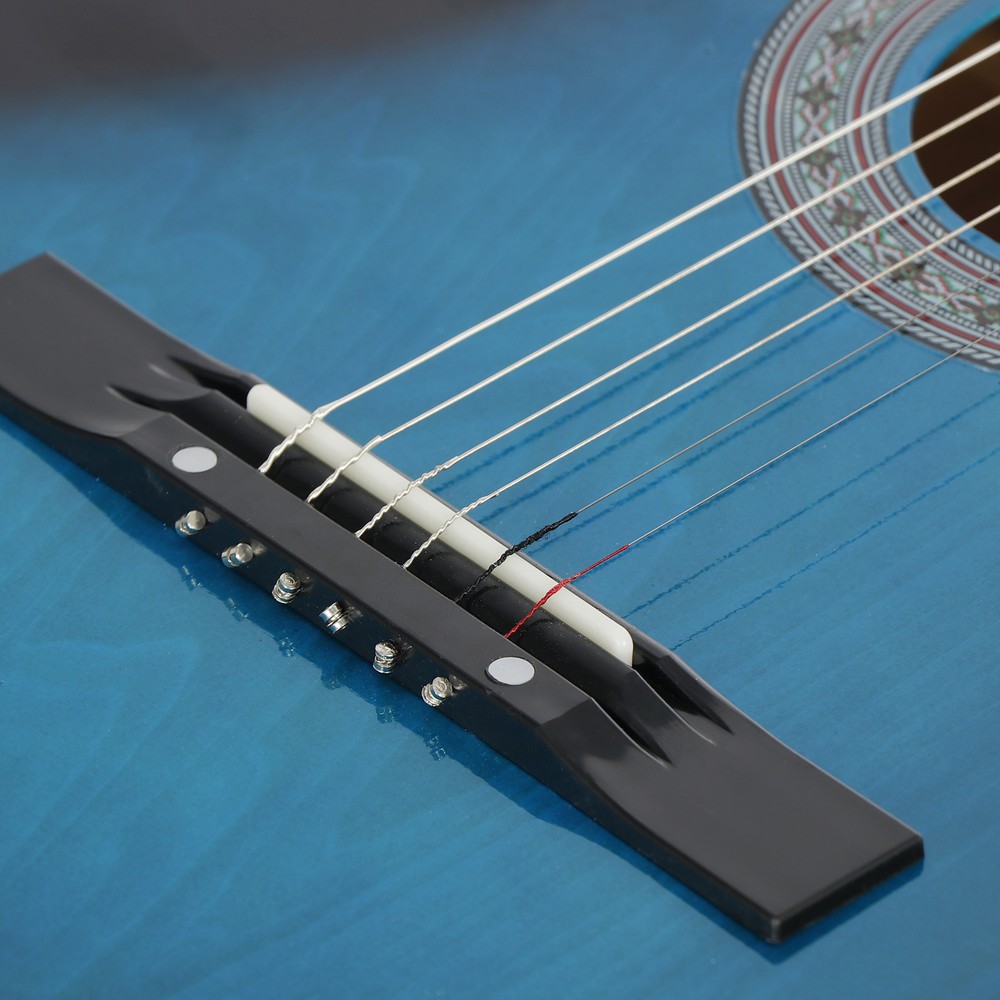 Blue Beginner Acoustic Guitar with Guitar Case Strap Tuner Pick Steel Strings