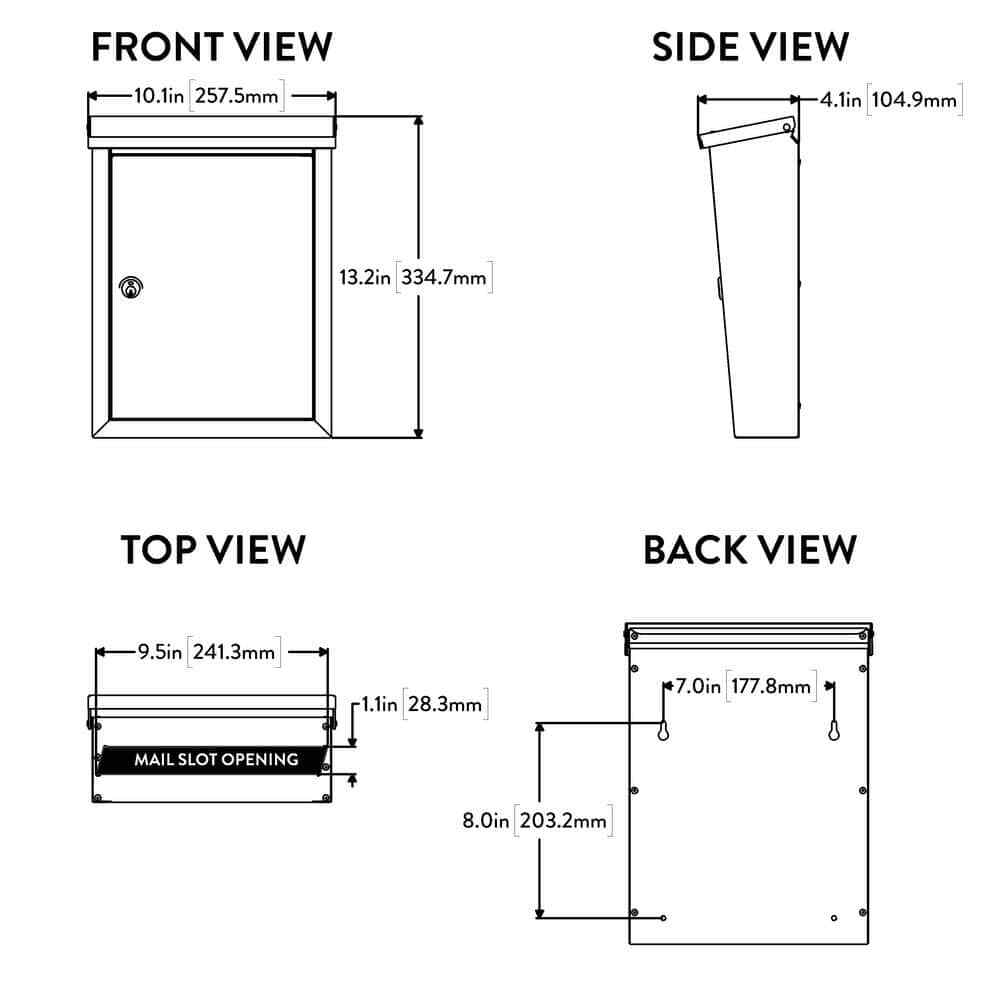 Architectural Mailboxes Chelsea Black, Small, Steel, Locking, Wall Mount Mailbox