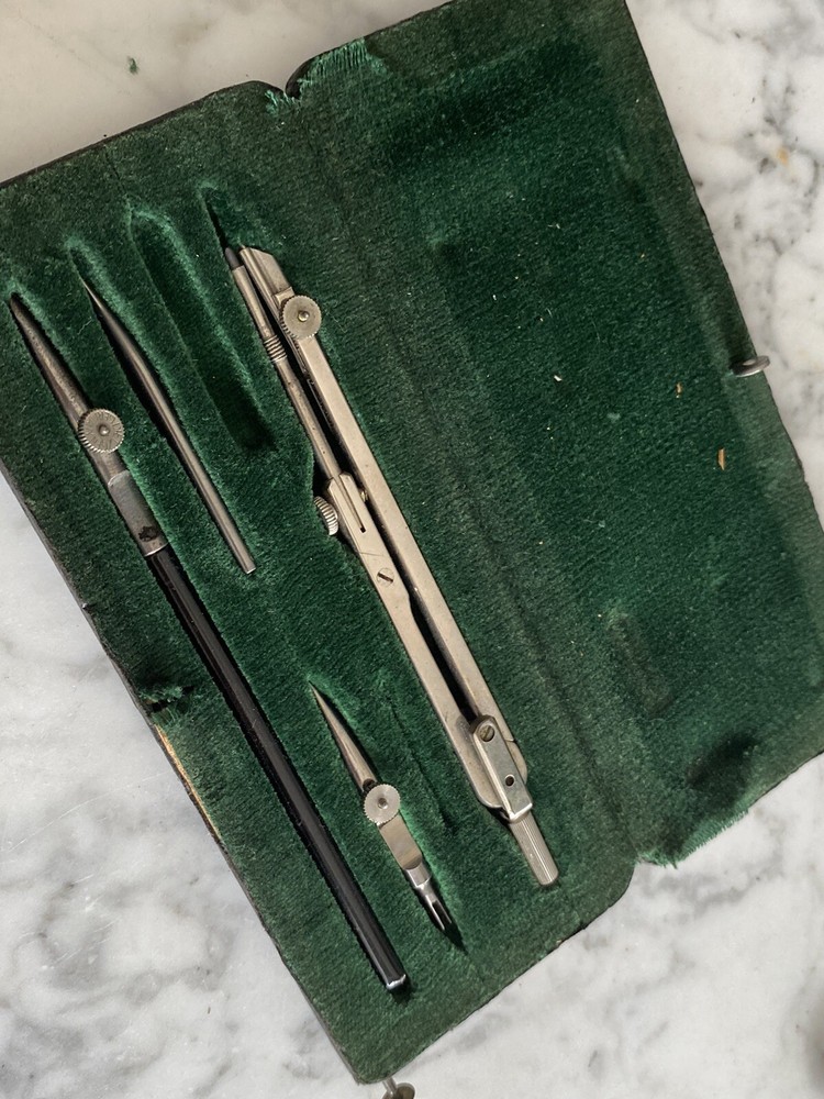 Vintage Dietzgen Germany Drafting tools in Lucas Brothers case