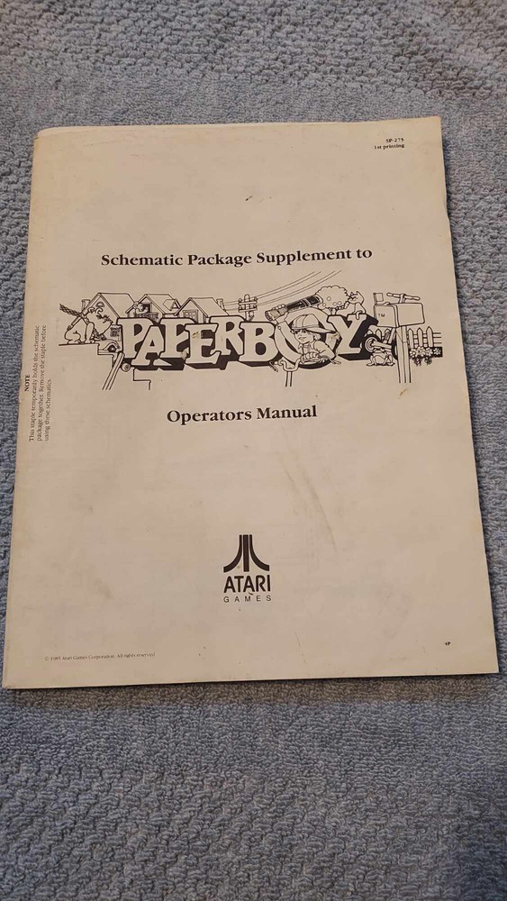 Atari paperboy original manual (schematics)