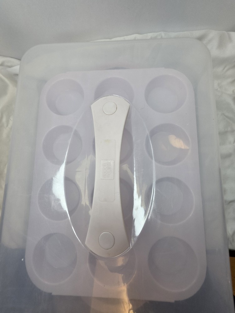 Cupcake Caddy Pink Tier Clear Dome W Lock Clips & Handle