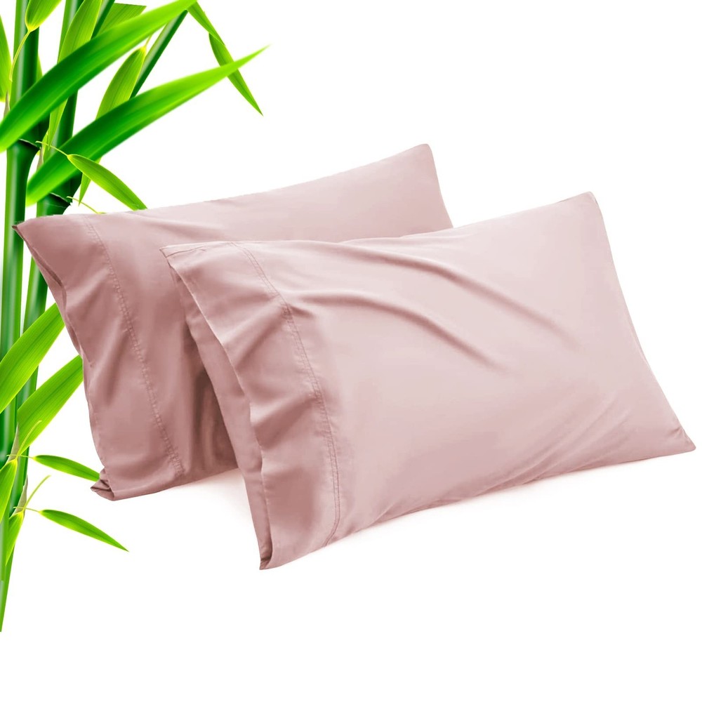TELUS Pink Pillow Cases Standard Size 2 Pack, Bamboo Rayon Cooling Pillowcase...