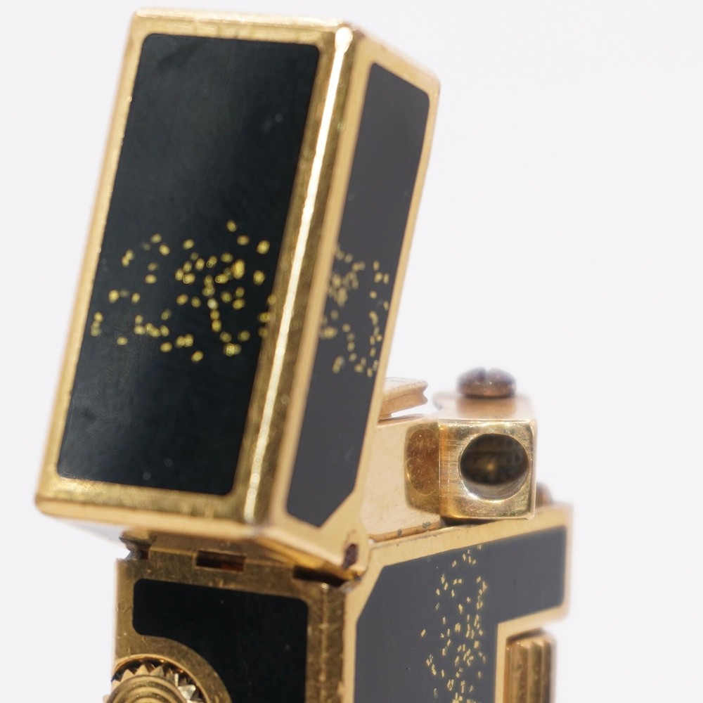 Dunhill Vintage Rollagas Lighter Gold/BLACK Glitter_Working