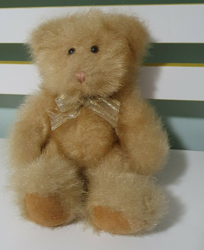 PACEKO TRADE CO TEDDY BEAR FLUFFY WITH GOLD AND SILVER BOW 24CM