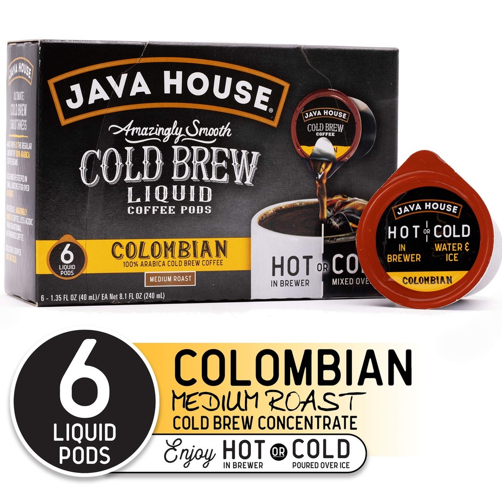 Java House Cold Brew Coffee Concentrate Single Serve 1.35 Fl Oz (Pack of 6)
