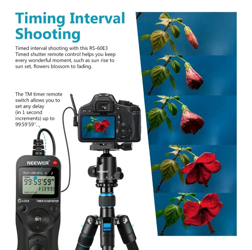 Neewer LCD Timer Shutter Release Remote Control for Canon EOS Digital Rebel