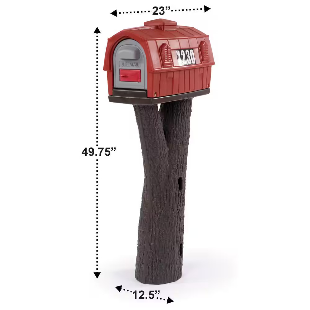 Rustic Barn Burnt Red/Espresso Post Mount Mailbox