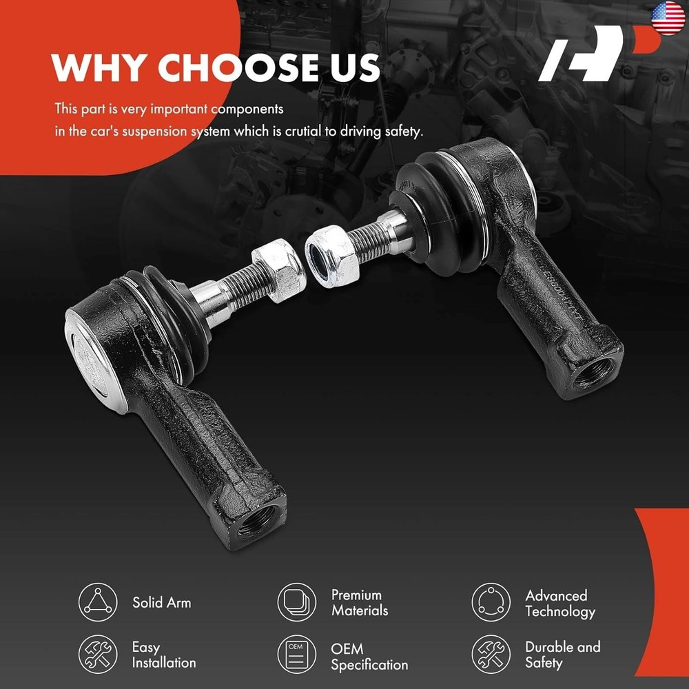 A-Premium 2 x Front Outer Tie Rod Ends, Compatible with Mitsubishi Outlander