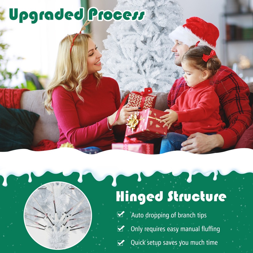 6ft White Christmas Tree Classic Pine Tree PVC Material Thicken Tips(White)