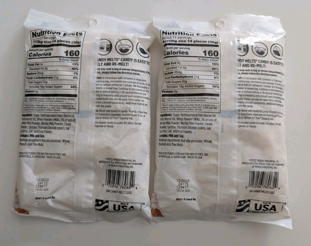 Wilton Candy Melts - Bright White - 12 oz Bag - 2 Pack - See Description BIN 1