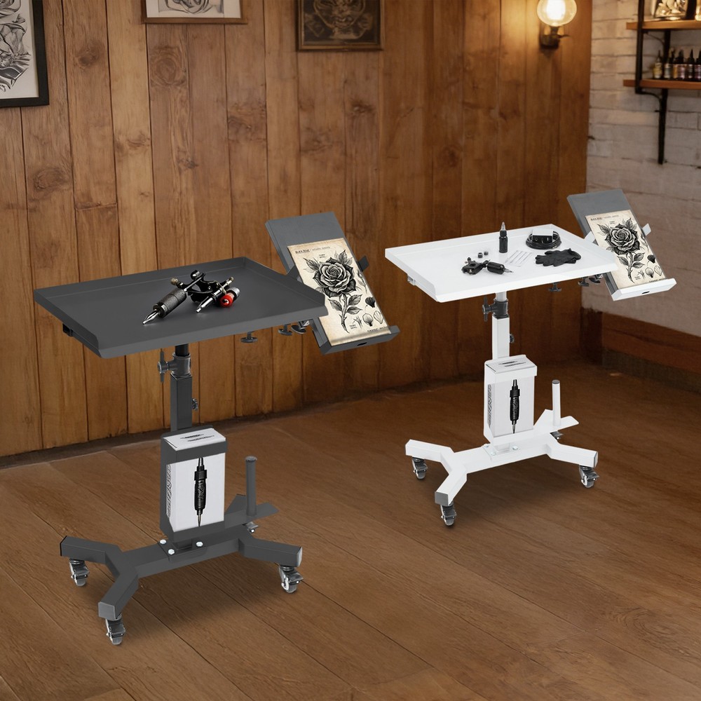 Versatile Rolling Tool Tray Cart Adjustable Tray Cart w/ Rotatable Table Station