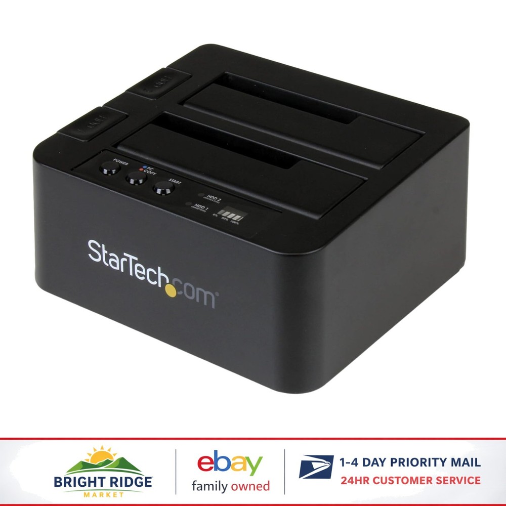 Dual Bay SATA Drive Dock with Standalone Cloning Functionality and Power Adapter