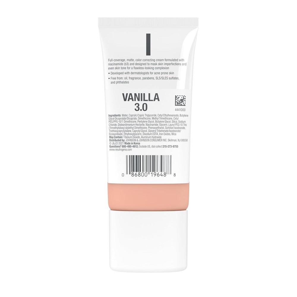 Neutrogena Clear Coverage Flawless Matte CC Cream, Full-Coverage Color Correctin
