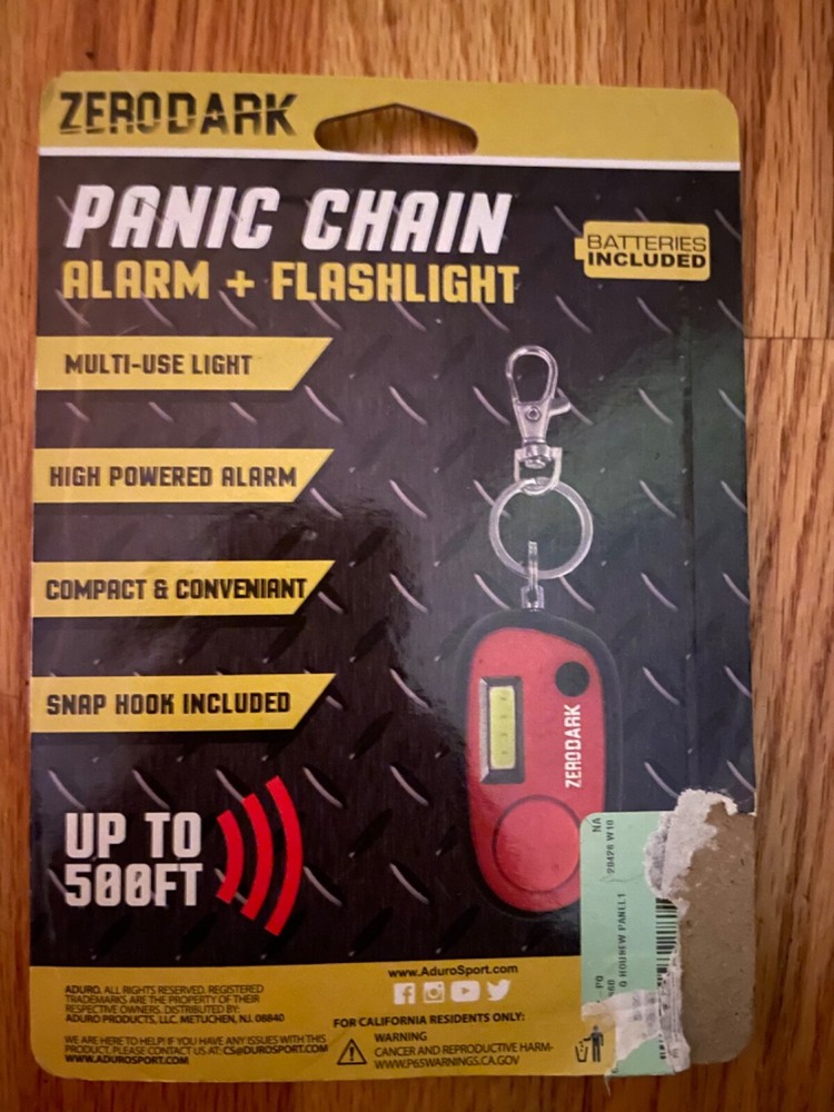 Panic Chain - Alarm and Flashlight Keychain Color = black NEW!