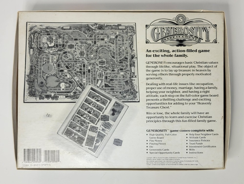 Vintage "Generosity Make It Count!" Christian Values Game 1985 Ed Complete Set