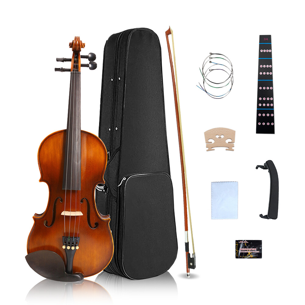 3/4 Violin 4 String Acoustic Violin Handmade for Beginners with Accessories