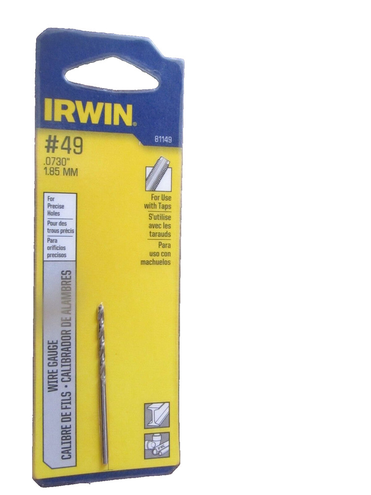 3 Pieces #49 .0730"  1.85MM Drill Bits by Irwin  #81149  NEW