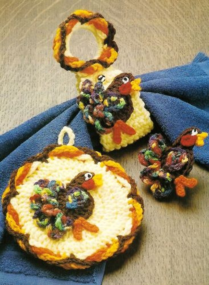 FESTIVE Turkey Kitchen Set/Decor/CROCHET PATTERN INSTRUCTIONS