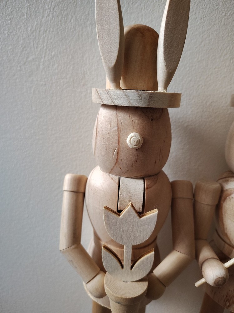 Make Market Wood Easter Bunny Rabbit Nutcracker Pair Unpainted Art Craft Project