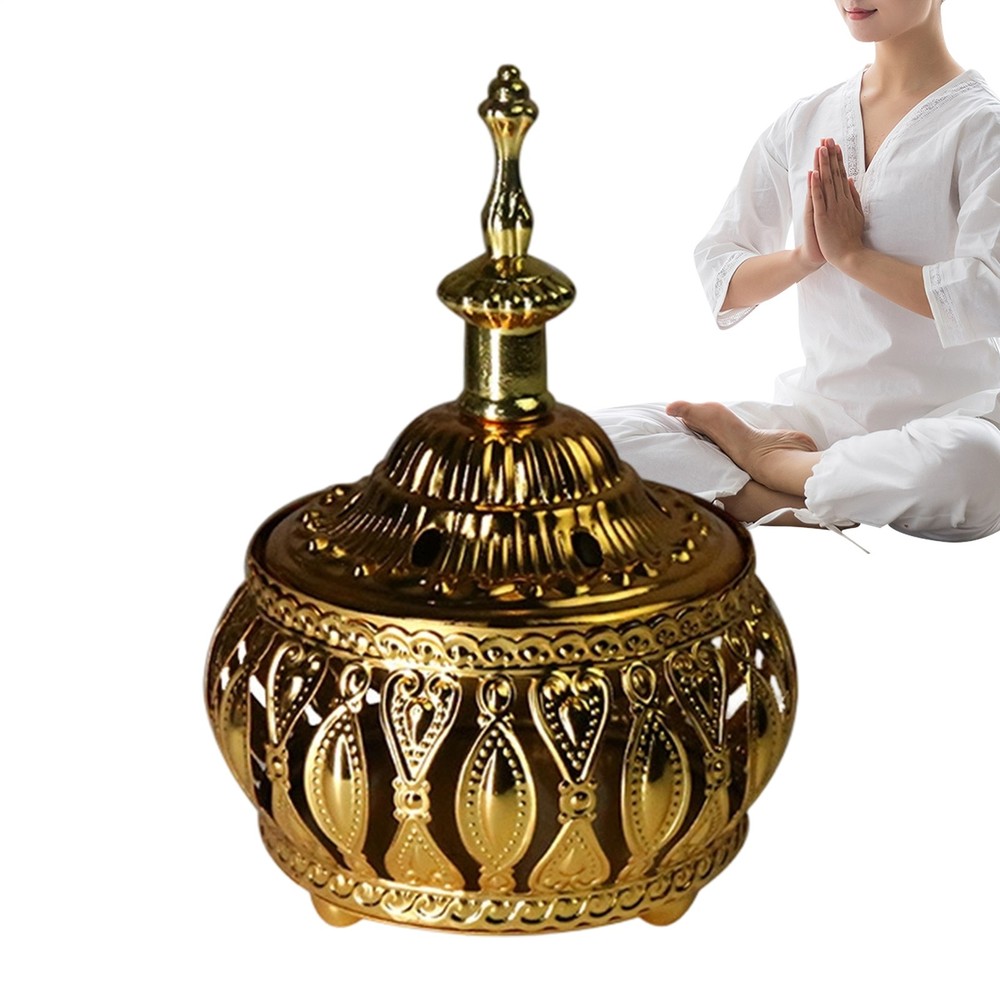 Middle Eastern Style Arabic Incense Burner Vintage Cone With Lid Tabletop Decor