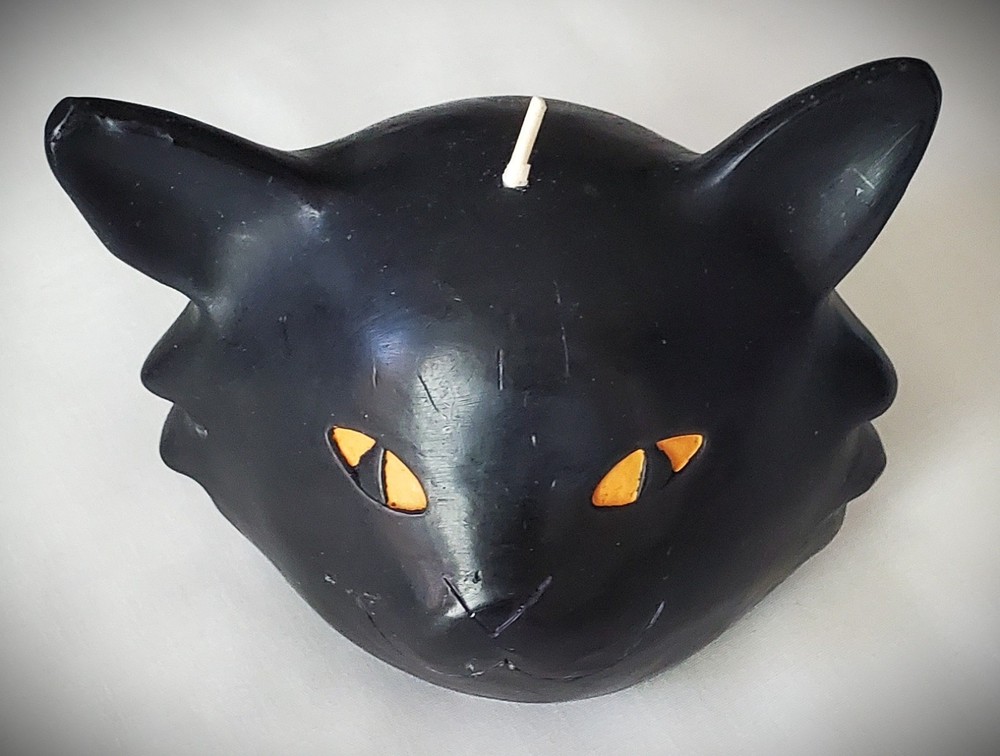Halloween Black Cat Head Candle