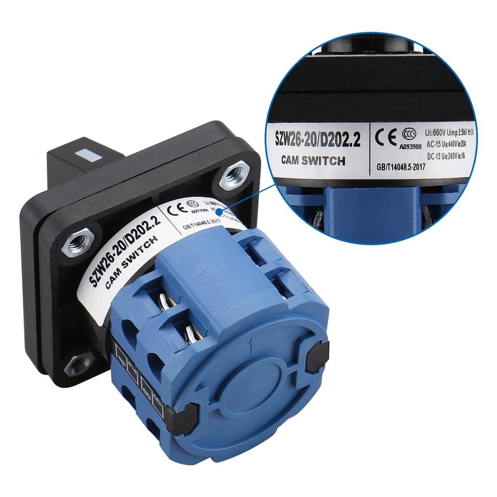 Changeover Switch 3 Position 8-16 Terminals 20-63A Universal Rotary Cam Selector