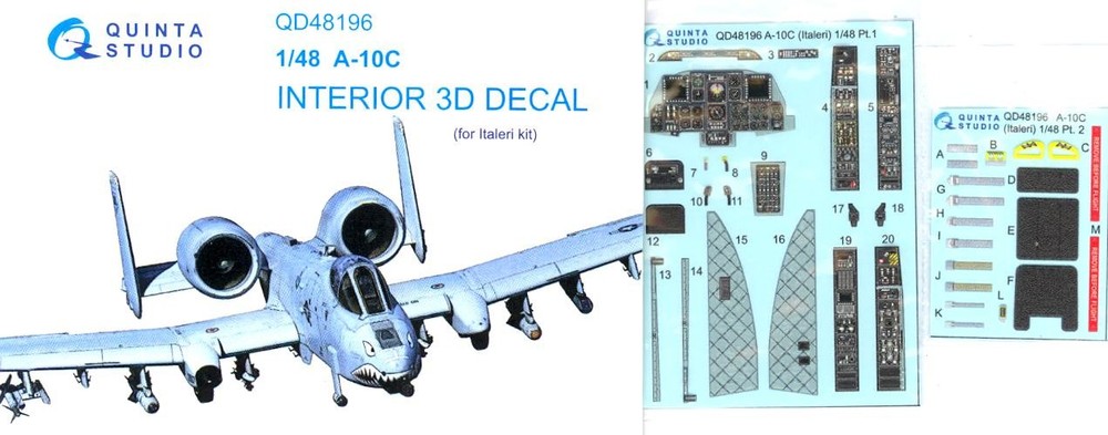 Quinta Studios 1/48 A-10C THUNDERBOLT II 3D DECAL COLORED INTERIOR SET Italeri