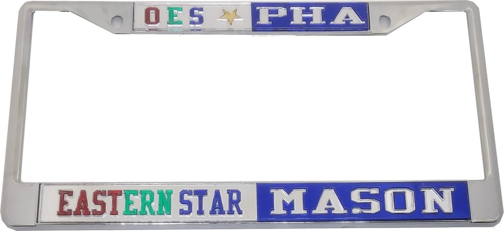 Eastern Star + Mason - PHA Split License Plate Frame [Silver Standard Frame -...
